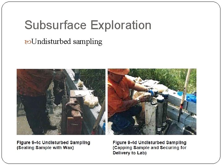 Subsurface Exploration Undisturbed sampling 