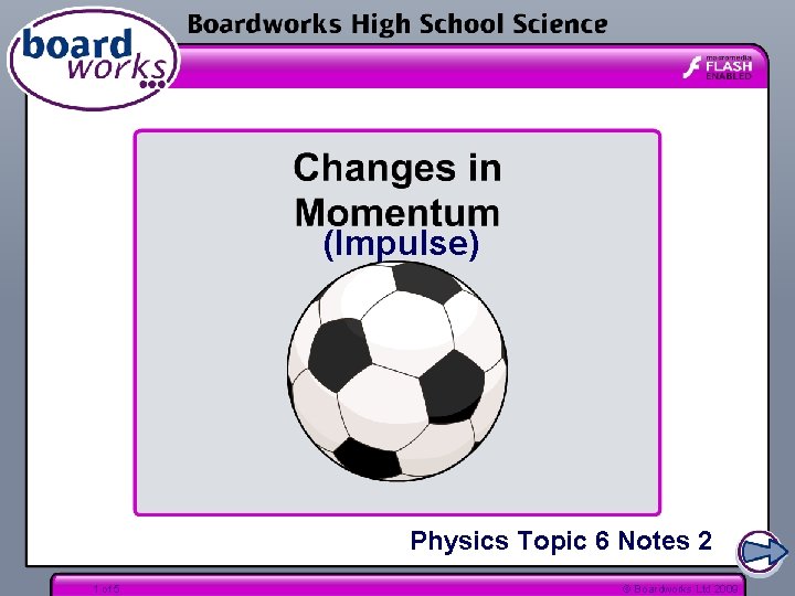 (Impulse) Physics Topic 6 Notes 2 1 of 5 © Boardworks Ltd 2009 
