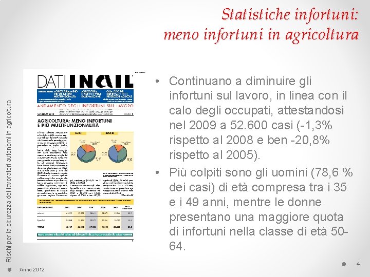 Statistiche infortuni: meno infortuni in agricoltura Rischi per la sicurezza dei lavoratori autonomi in