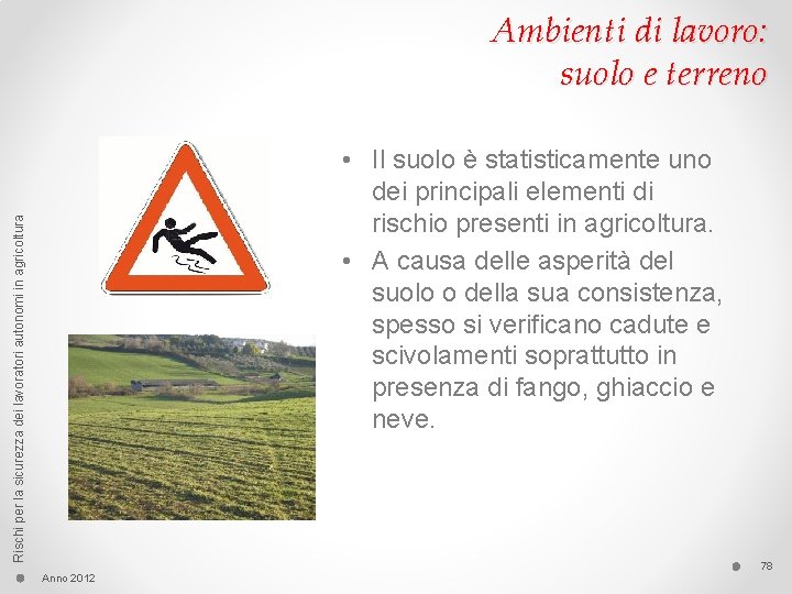 Ambienti di lavoro: suolo e terreno Rischi per la sicurezza dei lavoratori autonomi in