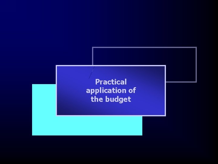 Practical application of the budget 
