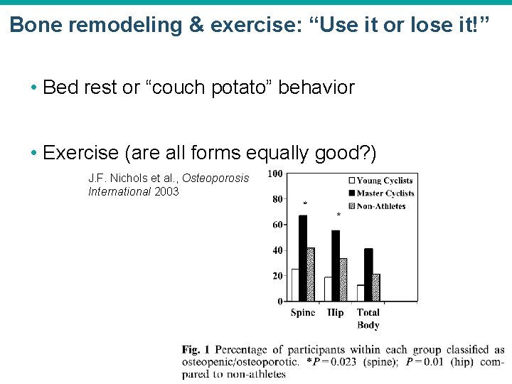 Bone remodeling & exercise: “Use it or lose it!” • Bed rest or “couch