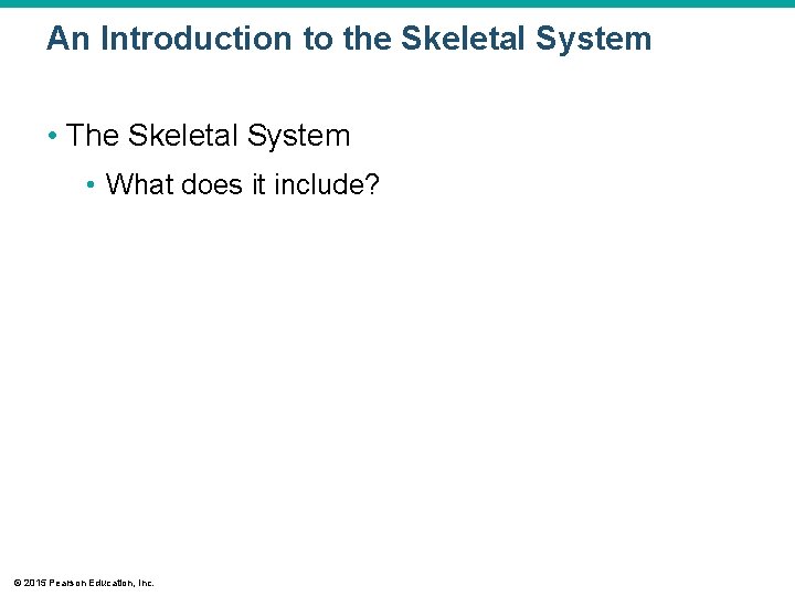 An Introduction to the Skeletal System • The Skeletal System • What does it