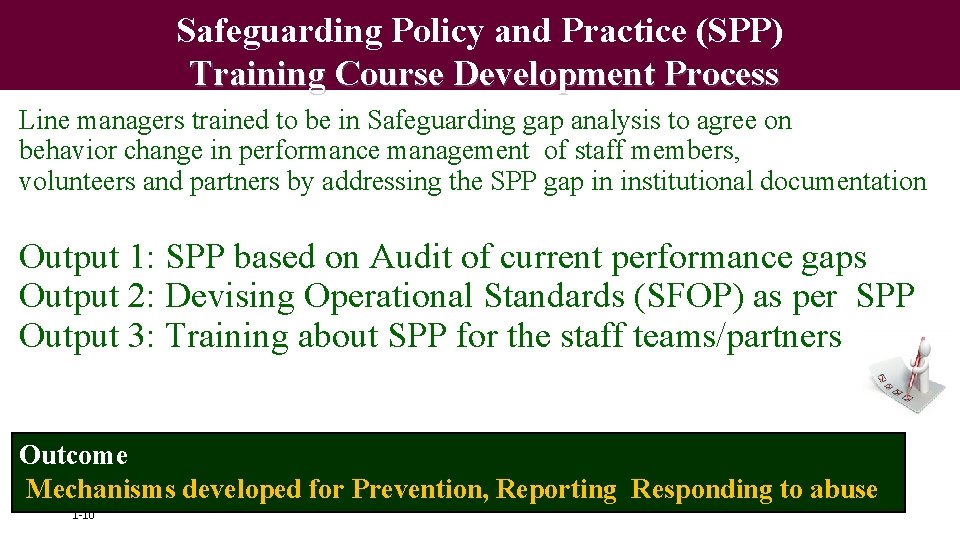 Safeguarding Policy and Practice (SPP) Training Course Development Process Line managers trained to be