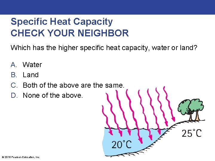 Specific Heat Capacity CHECK YOUR NEIGHBOR Which has the higher specific heat capacity, water