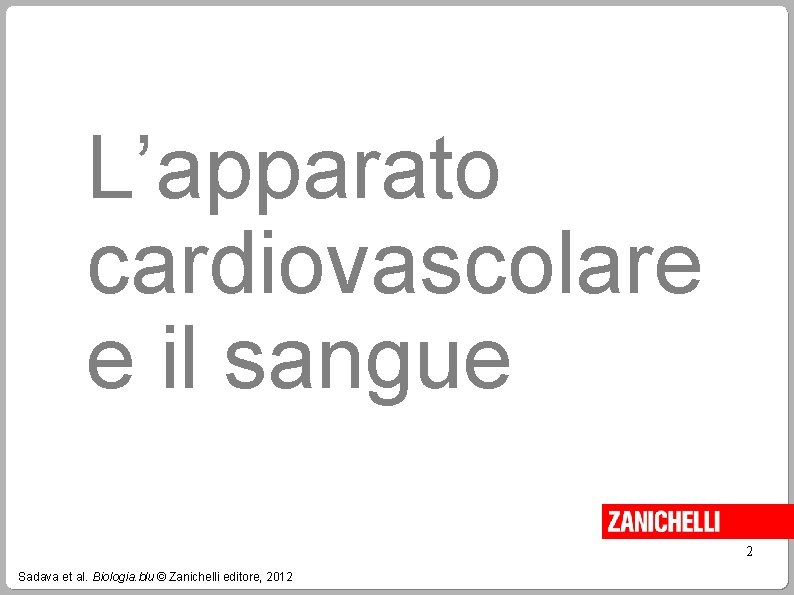 L’apparato cardiovascolare e il sangue 2 Sadava et al. Biologia. blu © Zanichelli editore,