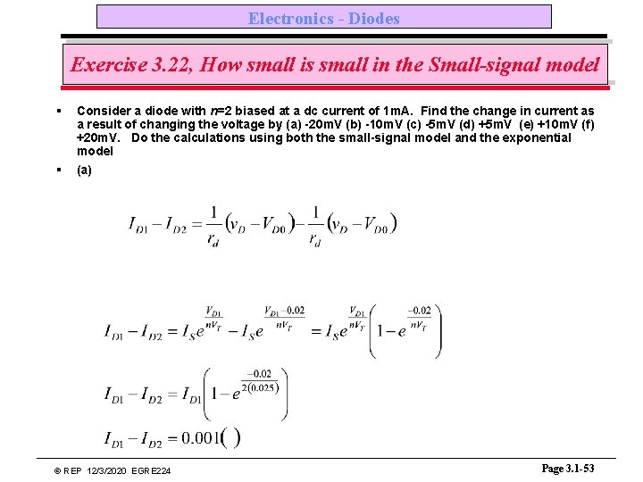 Electronics - Diodes Exercise 3. 22, How small is small in the Small-signal model