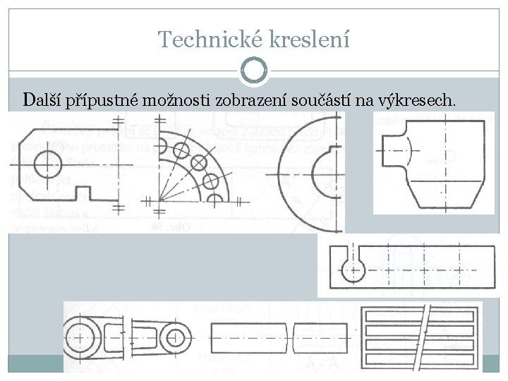 Technické kreslení Další přípustné možnosti zobrazení součástí na výkresech. 