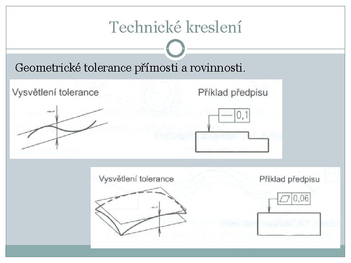 Technické kreslení Geometrické tolerance přímosti a rovinnosti. 