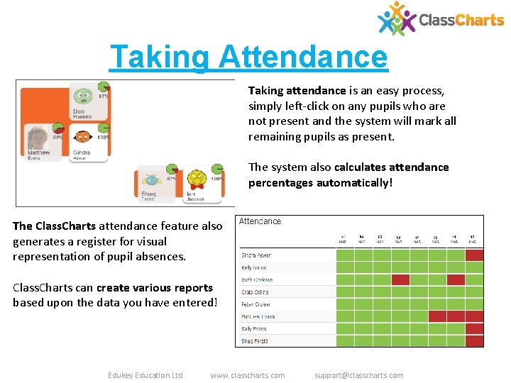 Taking Attendance Taking attendance is an easy process, simply left-click on any pupils who Taking Attendance Taking attendance is an easy process, simply left-click on any pupils who