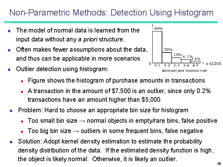 Non-Parametric Methods: Detection Using Histogram n n n The model of normal data is