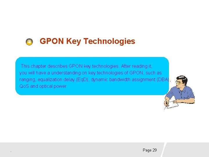 GPON Key Technologies This chapter describes GPON key technologies. After reading it, you will