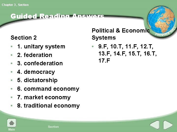Chapter 3 , Section Guided Reading Answers Section 2 • • 1. unitary system