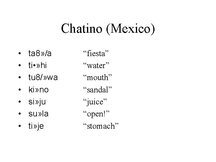 Chatino (Mexico) • • ta 8» /a ti • » hi tu 8/» wa
