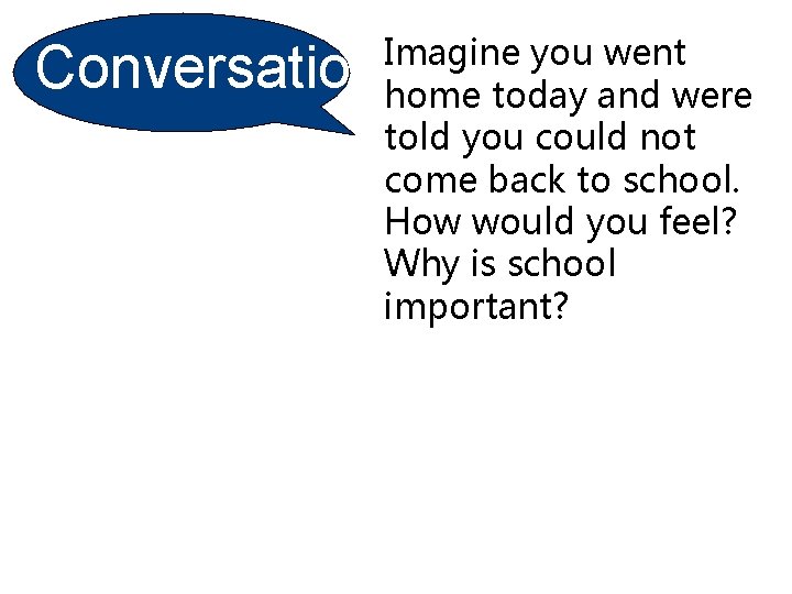 Conversatio n Imagine you went home today and were told you could not come