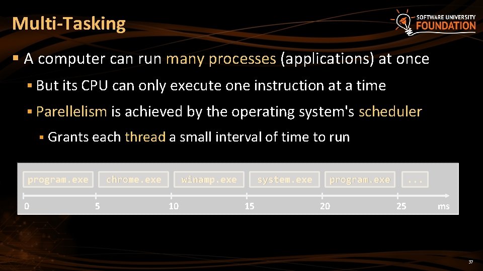 Multi-Tasking § A computer can run many processes (applications) at once § But its