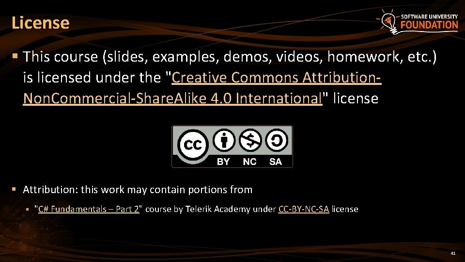 License § This course (slides, examples, demos, videos, homework, etc. ) is licensed under