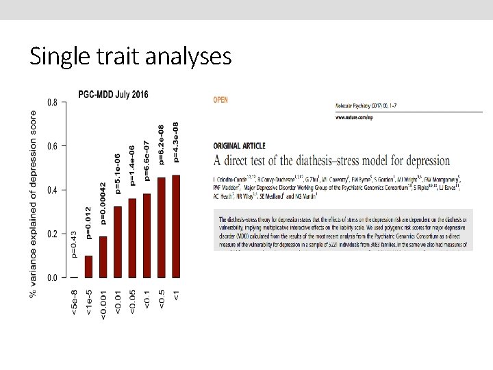 Single trait analyses 