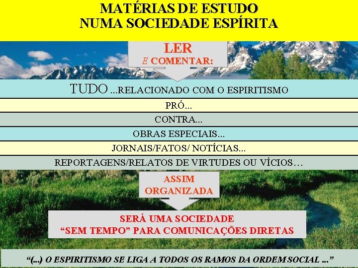 MATÉRIAS DE ESTUDO NUMA SOCIEDADE ESPÍRITA LER E COMENTAR: TUDO. . . RELACIONADO COM