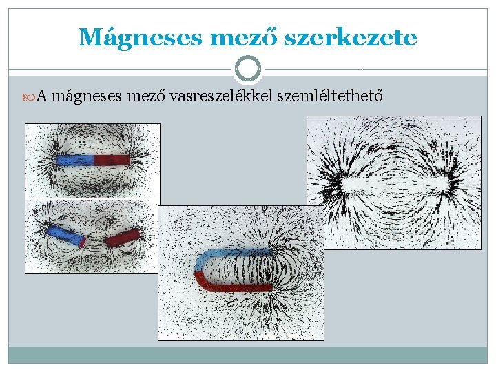 Mágneses mező szerkezete A mágneses mező vasreszelékkel szemléltethető 