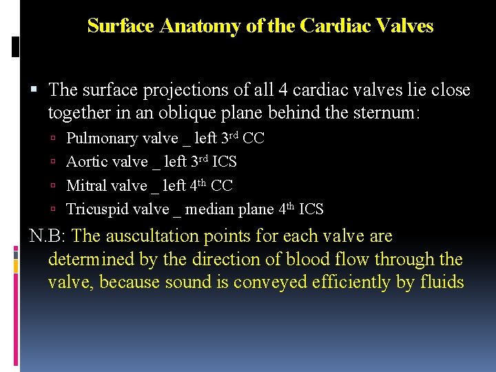 Surface Anatomy of the Cardiac Valves The surface projections of all 4 cardiac valves