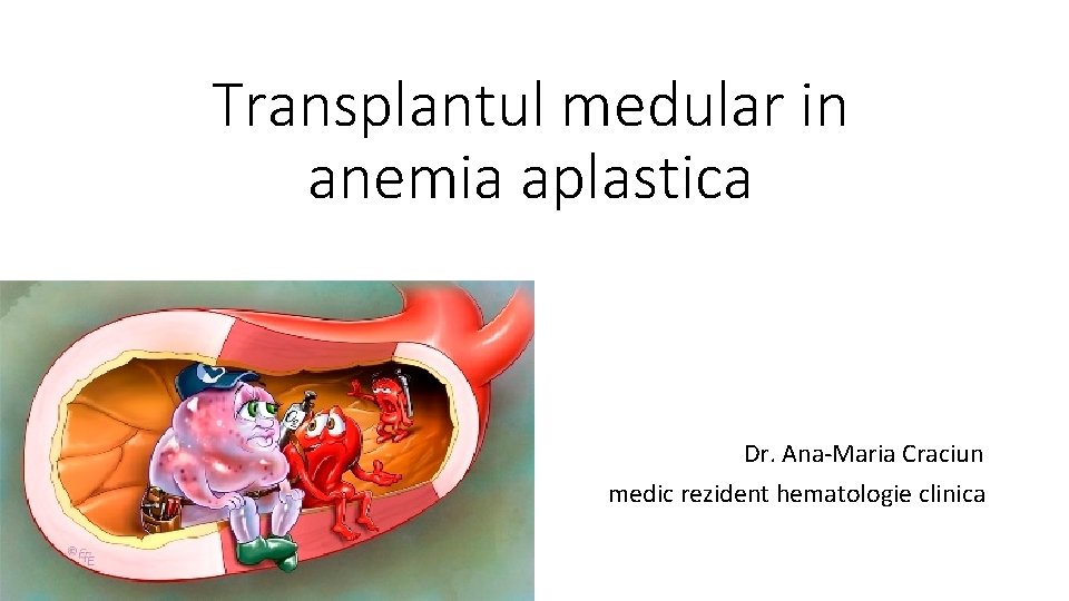 Transplantul medular in anemia aplastica Dr. Ana-Maria Craciun medic rezident hematologie clinica 