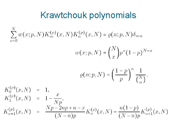 Krawtchouk polynomials 