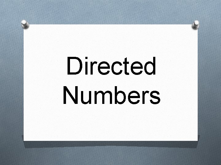 Directed Numbers 