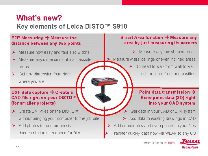 What’s new? Key elements of Leica DISTO™ S 910 P 2 P Measuring Measure