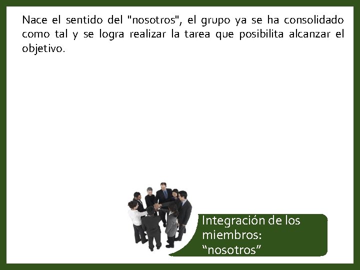 Nace el sentido del "nosotros", el grupo ya se ha consolidado como tal y