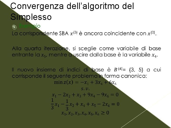Convergenza dell’algoritmo del Simplesso 