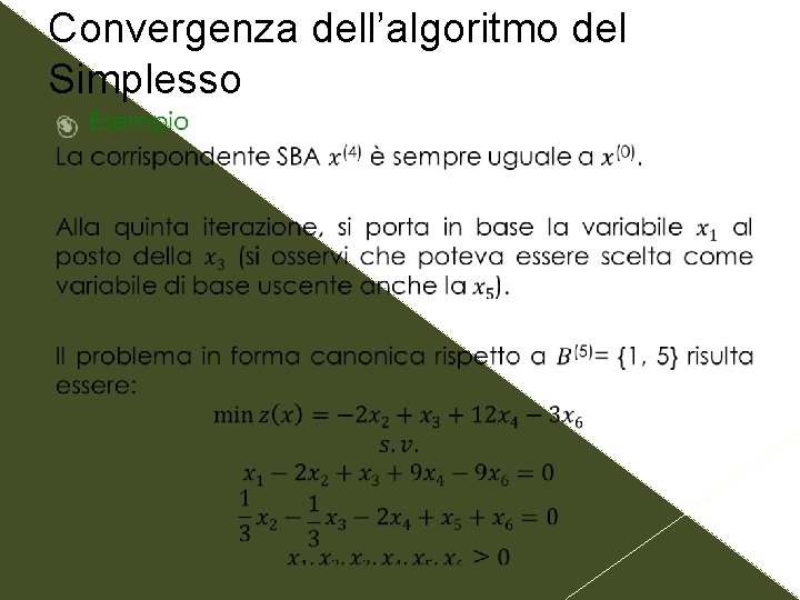 Convergenza dell’algoritmo del Simplesso 