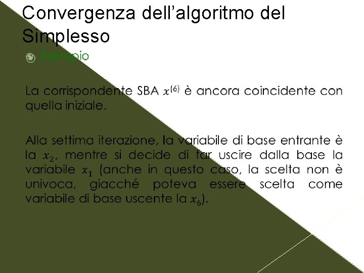 Convergenza dell’algoritmo del Simplesso 