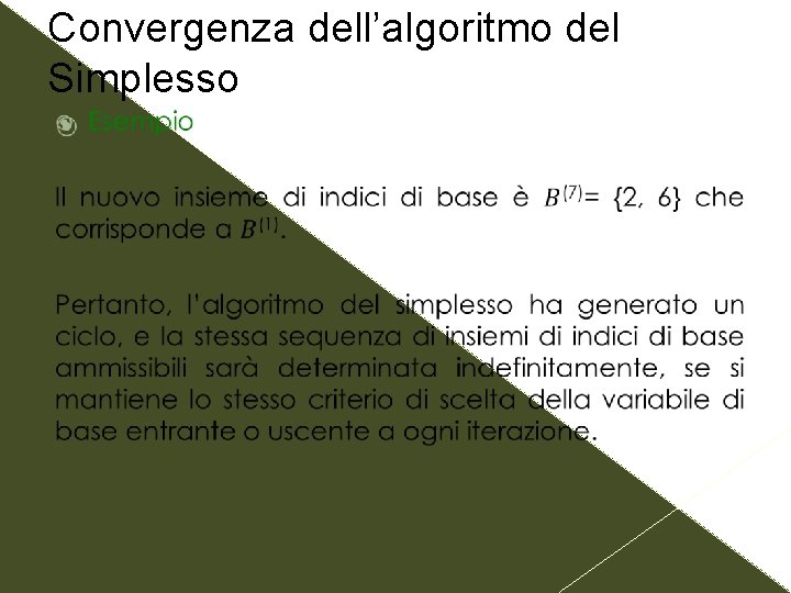 Convergenza dell’algoritmo del Simplesso 