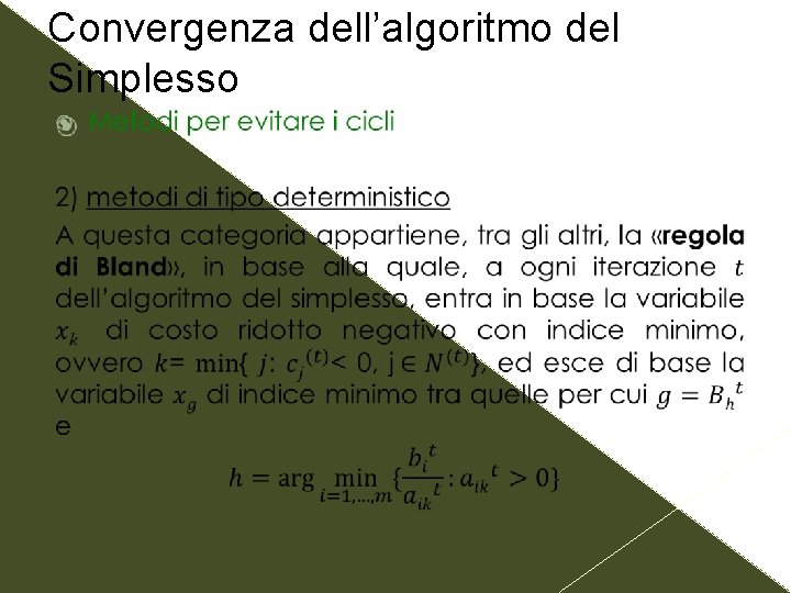 Convergenza dell’algoritmo del Simplesso 