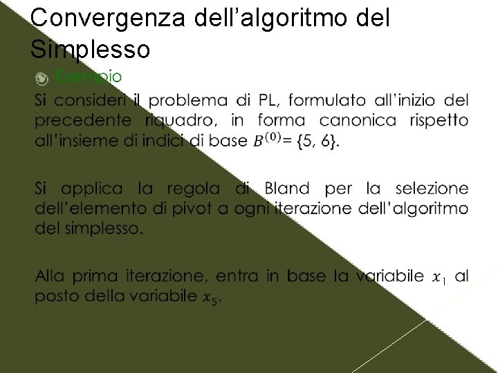 Convergenza dell’algoritmo del Simplesso 