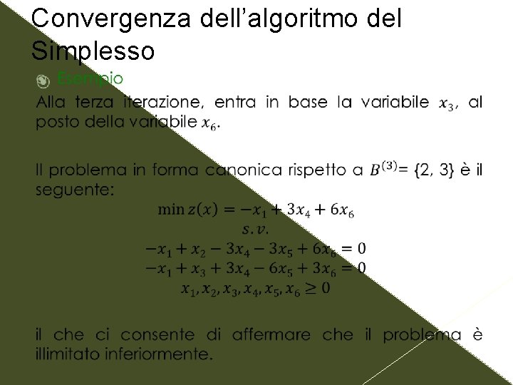 Convergenza dell’algoritmo del Simplesso 