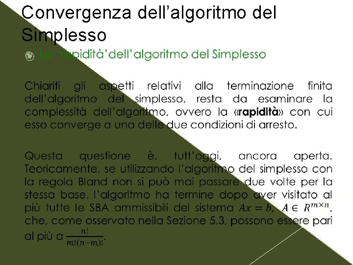 Convergenza dell’algoritmo del Simplesso 