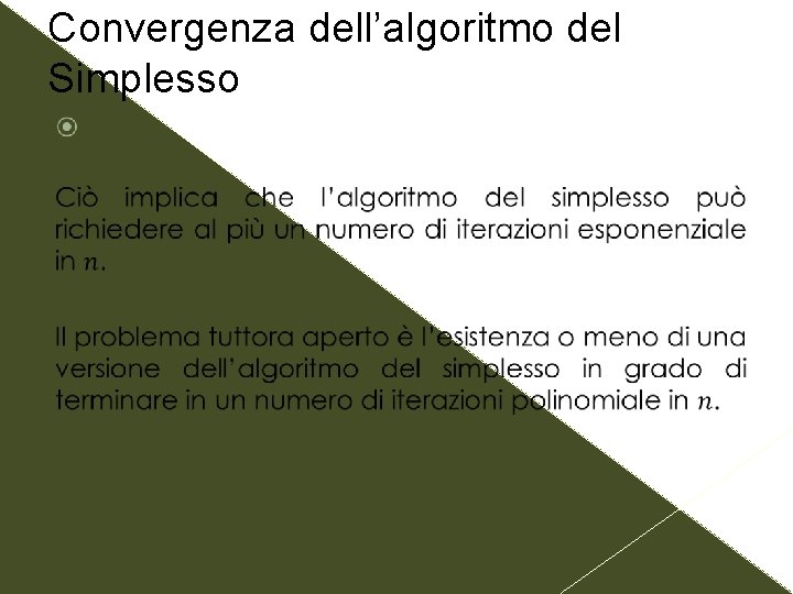 Convergenza dell’algoritmo del Simplesso 