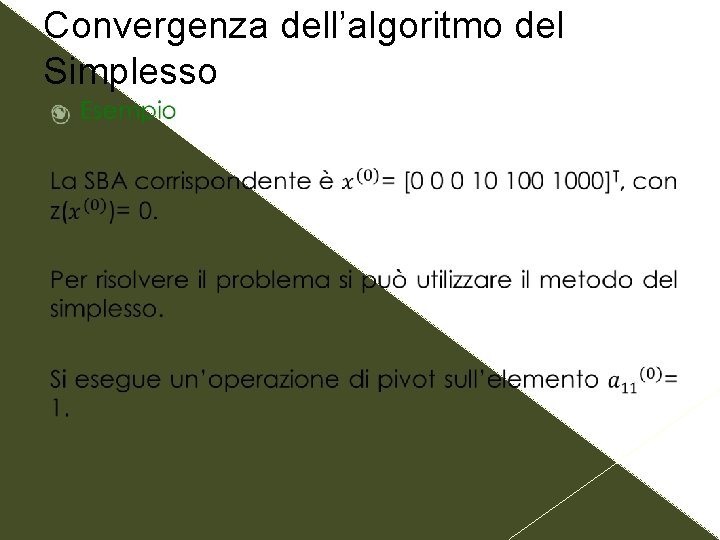 Convergenza dell’algoritmo del Simplesso 