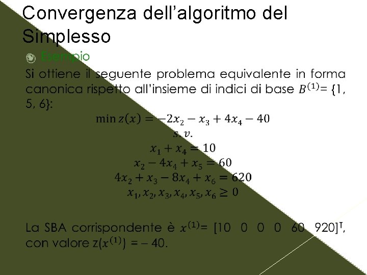Convergenza dell’algoritmo del Simplesso 