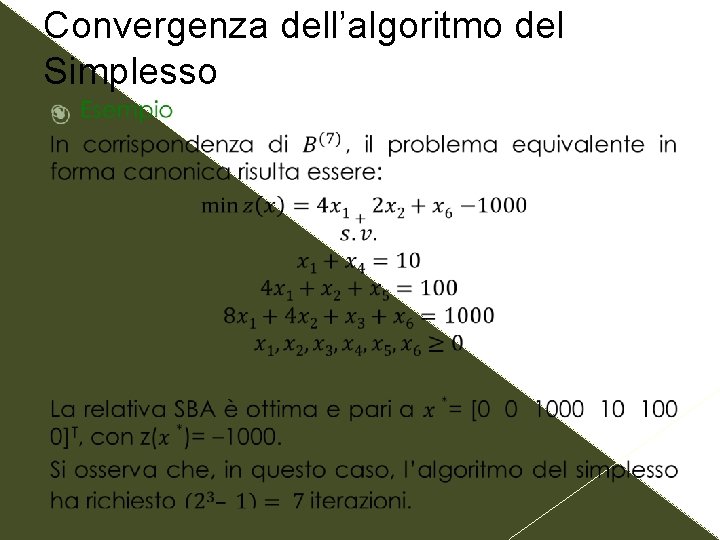 Convergenza dell’algoritmo del Simplesso 