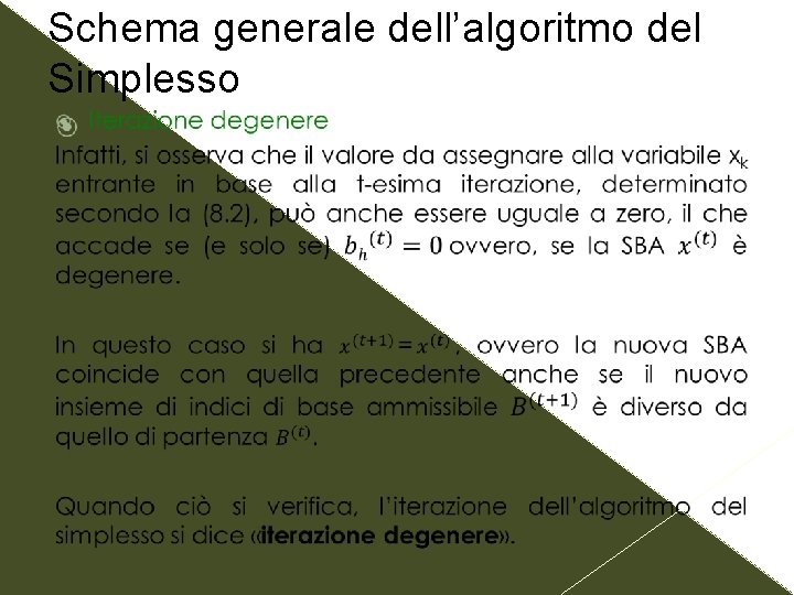 Schema generale dell’algoritmo del Simplesso 