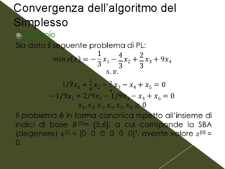 Convergenza dell’algoritmo del Simplesso 
