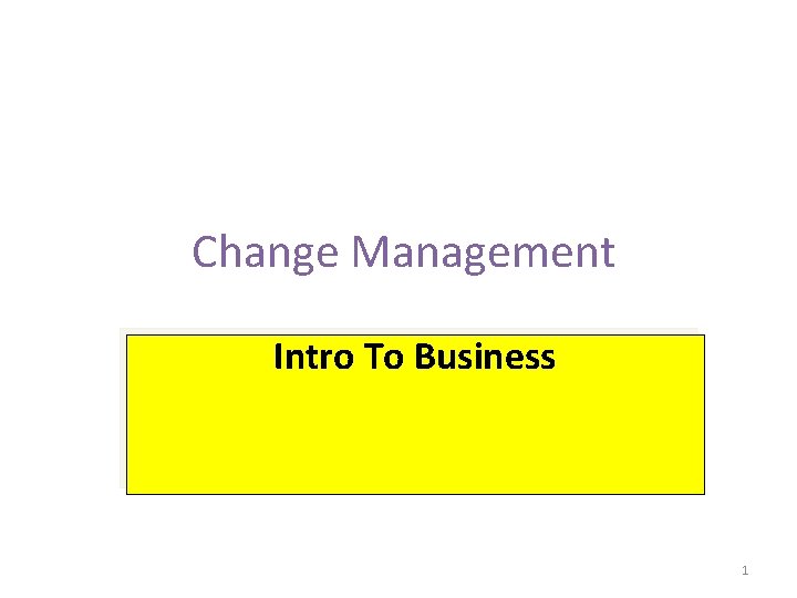 Change Management Intro To Business 1 