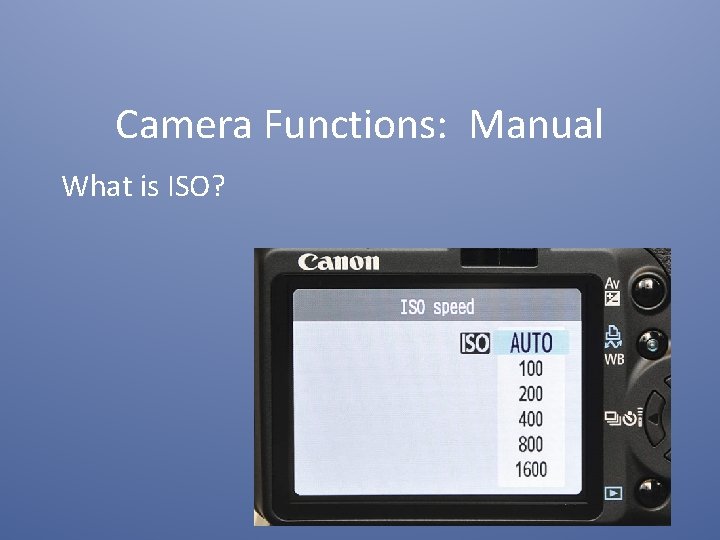 Camera Functions: Manual What is ISO? 