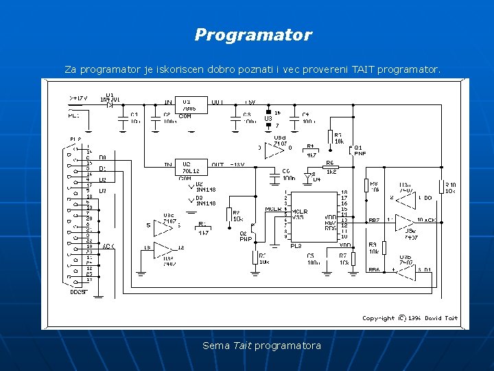 Programator Za programator je iskoriscen dobro poznati i vec provereni TAIT programator. Sema Tait