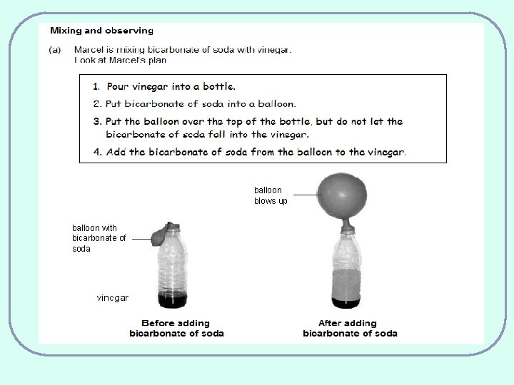 balloon blows up balloon with bicarbonate of soda 