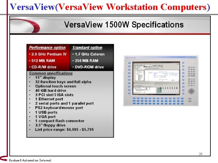 Versa. View(Versa. View Workstation Computers) Rockwell Automation Internal 