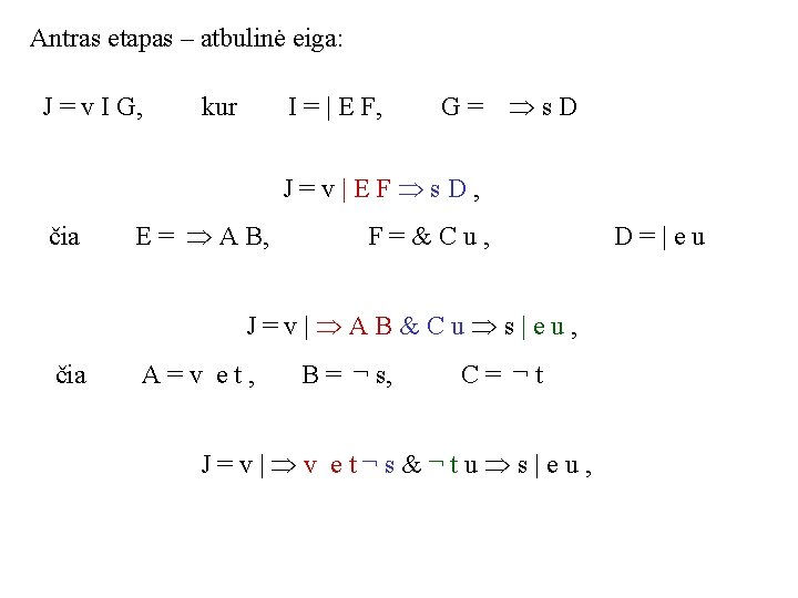 Antras etapas – atbulinė eiga: J = v I G, kur I = |